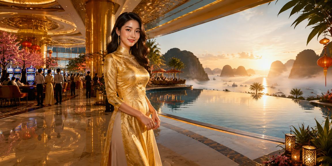 Người phụ nữ mặc áo dài tại Vịnh Hạ Long duyệt trang 30ngay trên điện thoại