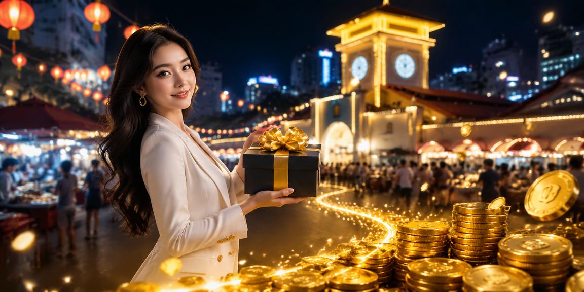 Toàn cảnh chợ đêm TP.HCM với màn hình hiển thị bonus VIP 30ngay