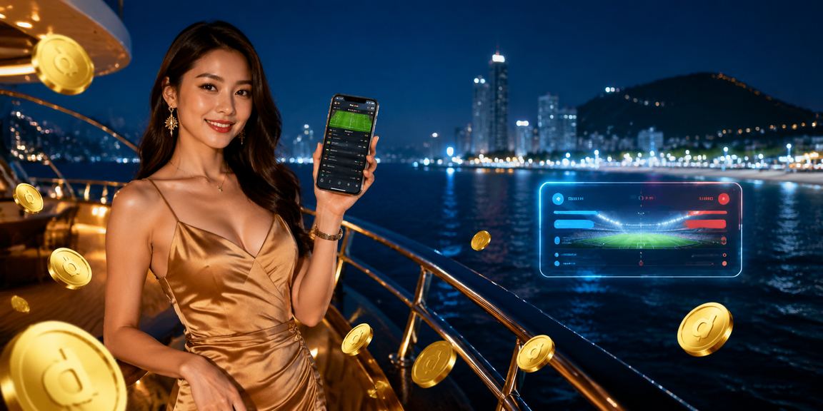 Người dùng đặt cược thể thao trên điện thoại tại bờ biển Vũng Tàu buổi chiều